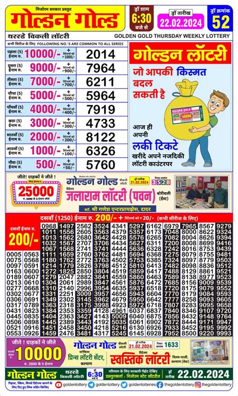 golden gold lottery result today 6.30 pm